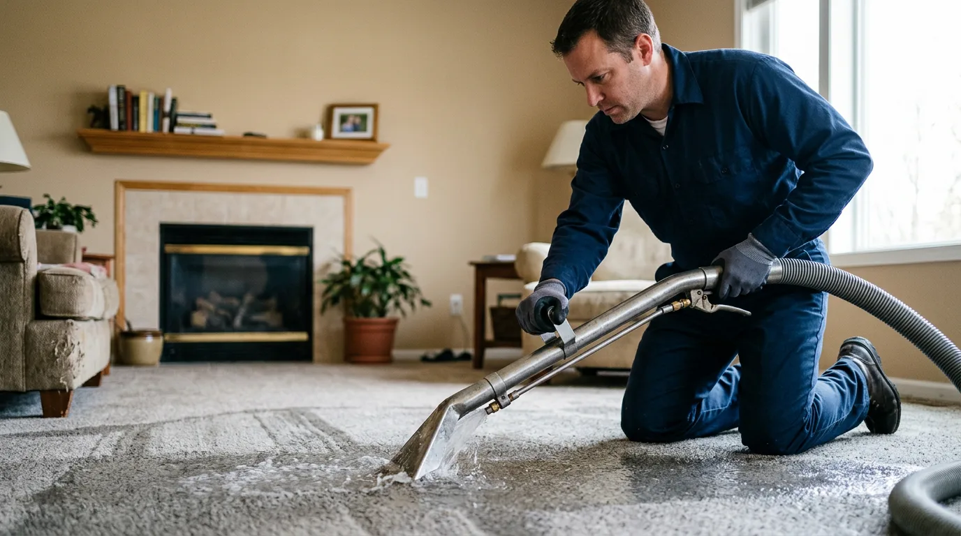 Water damage restoration technician working near Miles, TX